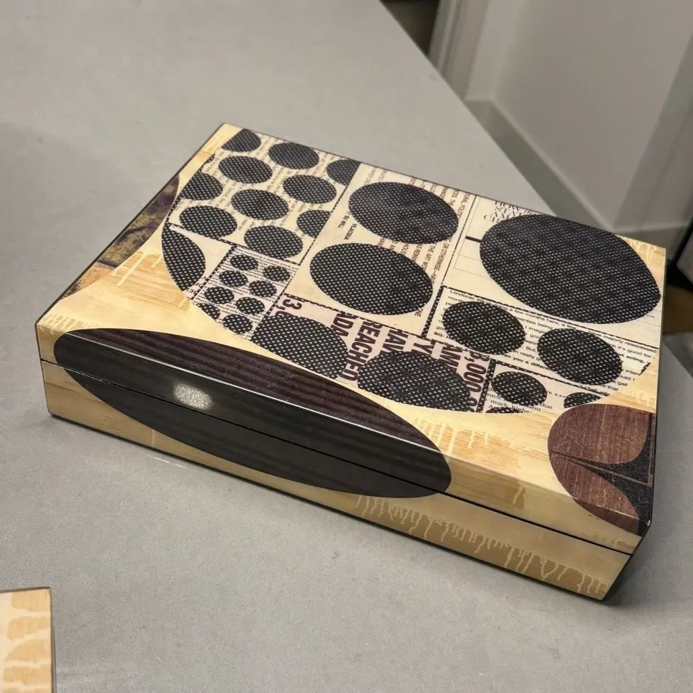 Abstract Patterned Wooden Boxes for Decor